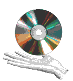 hand with spinning CD